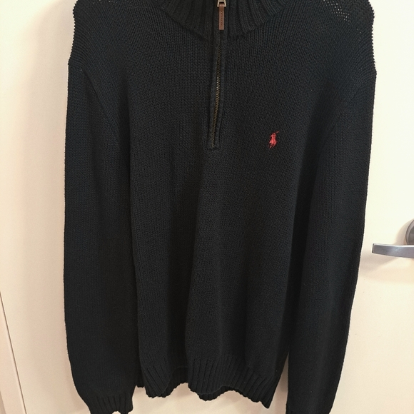 Mens Black Polo by Ralph Lauren Pullover 1/2 Zip Knit Sweater  Size XL - Picture 9 of 11